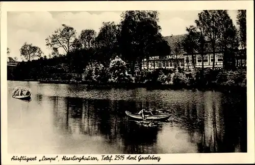 Ak Haßlinghausen Sprockhövel Ennepe Ruhr Kreis, Ausflugsort Leinpe, Wasserpartie, Bootsfahrt