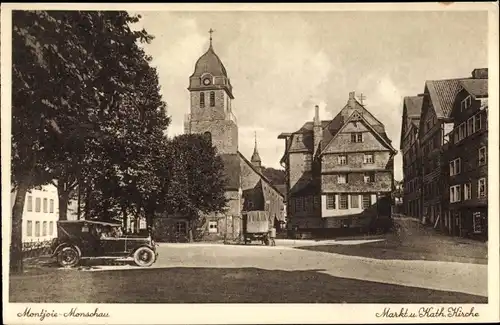 Ak Monschau Montjoie in der Eifel, Markt, katholische Kirche