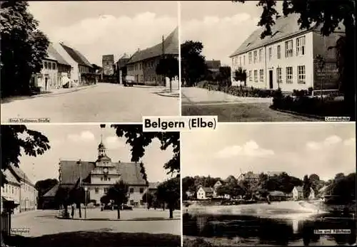 Ak Belgern Schildau in Sachsen, Ferienheim Weißes Haus, Ernst Thälmann Straße, Platz, Fährhaus