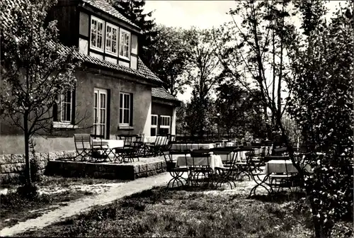 Ak Drübeck Ilsenburg am Nordharz, Gasthaus Oehrenfeld, Terrasse