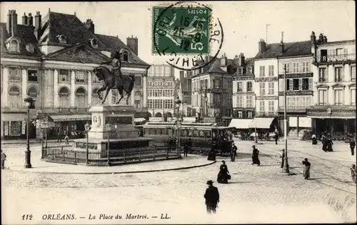 Ak Orléans Loiret, La Place du Martroi