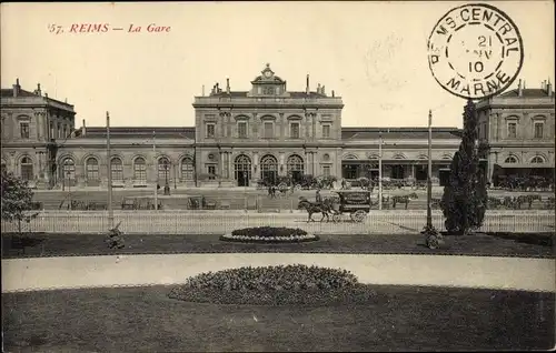 Ak Reims Marne, La Gare