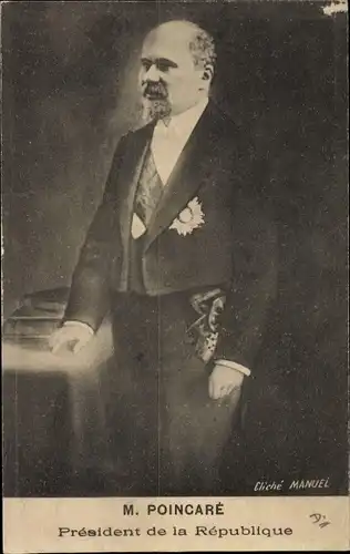 Künstler Ak Raymond Poincaré, President de la Republique Francaise