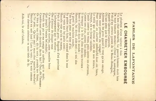 Künstler Ak Fables de Lafontaine, Gustave Doré, Le Chartier embourbé, Heuwagen
