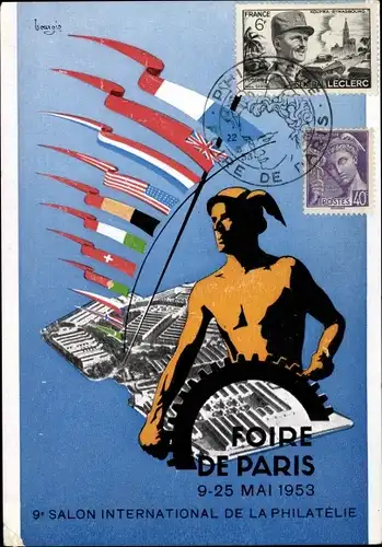 Ak Foire de Paris, Mai 1953, Salon International de la Philatelie, Frankreich, Großbritannien
