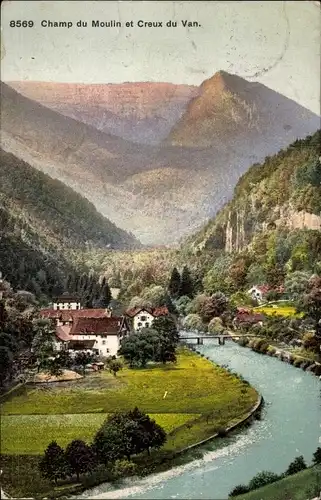 Ak Kanton Neuchatel Schweiz, Champ du Moulin et Creux du Van