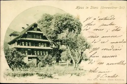 Ak Stans Kanton Nidwalden, Blick auf Haus im Unterwaldner Stil