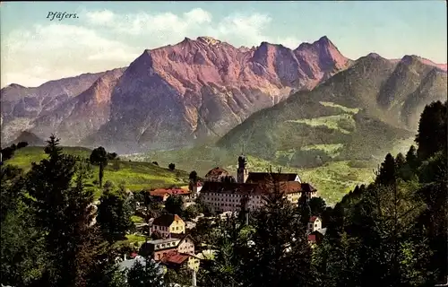 Ak Pfäfers Kanton Sankt Gallen, Teilansicht mit Gebirge