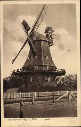Ak Wyk auf Föhr in Nordfriesland, Windmühle