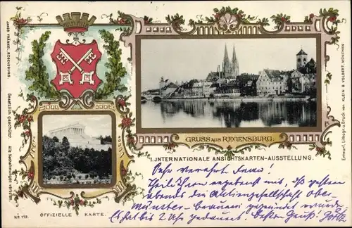 Ganzsachen Wappen Ak Regensburg an der Donau Oberpfalz, Int. Ansichtskarten Ausstellung