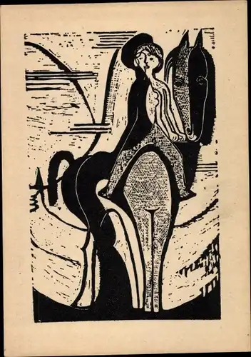 Künstler Ak Kirchner, Ernst Ludwig, Reiterin auf Pferd, Expressionismus