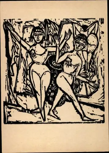 Künstler Ak Kirchner, Ernst Ludwig, zwei Frauen, Expressionismus