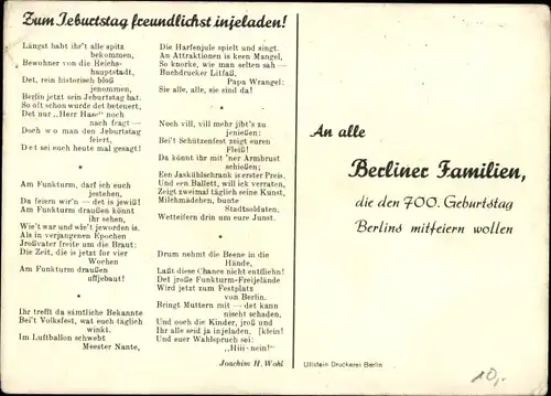 Künstler Ak Berlin Charlottenburg, Schau am Funkturm, Freigeländeschau, 14 Aug bis 12 Sept 1937