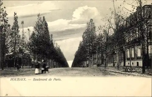 Ak Roubaix Nord, Boulevard de Paris
