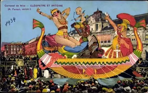 Ak Nice Nizza Alpes Maritimes, Carnaval 1934, Cleopatre et Antoine