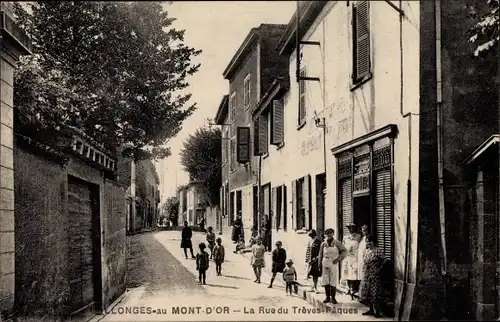 Ak Collonges au Mont d’Or Rhône, La Rue du Trèves Paques