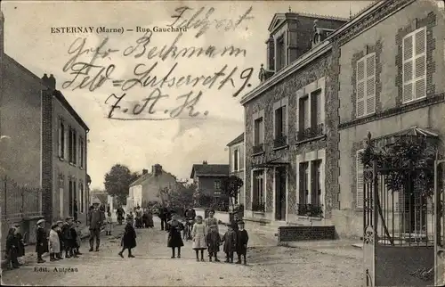 Ak Esternay Marne, Rue Gauchard