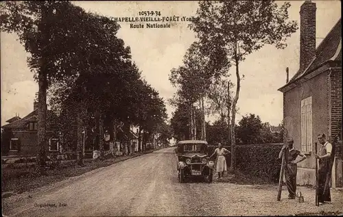 Ak La Chapelle Vieille Forêt Yonne, Route Nationale