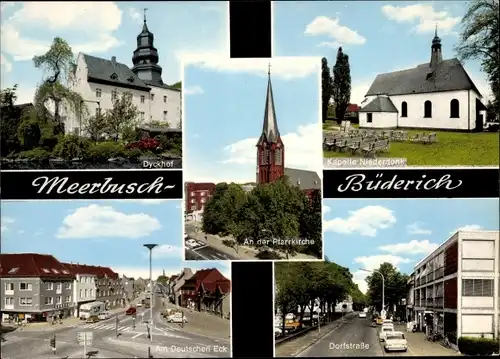 Ak Büderich Meerbusch am Niederrhein, Dyckhof, Pfarrkirche, Kapelle Niederdonk, Am Deutschen Eck