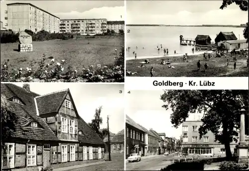 Ak Goldberg in Mecklenburg, John Brinckmann Str., Kreisheimatmuseum, See, Straße des Friedens