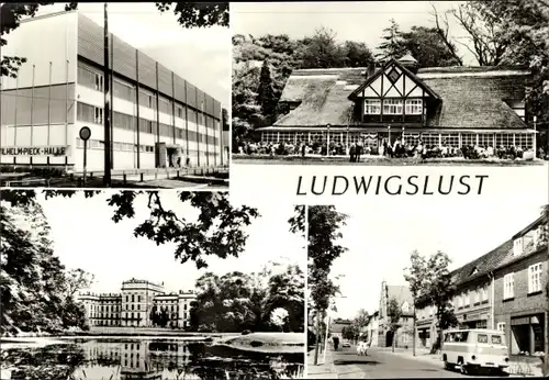 Ak Ludwigslust in Mecklenburg, Wilhelm Pieck Halle, Schweizerhaus im Schlosspark, Schloss