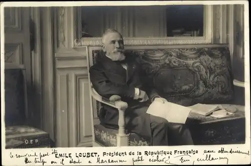 Ak Emile Loubet, President de la Republique Francaise, Präsident im seinem Arbeitszimmer