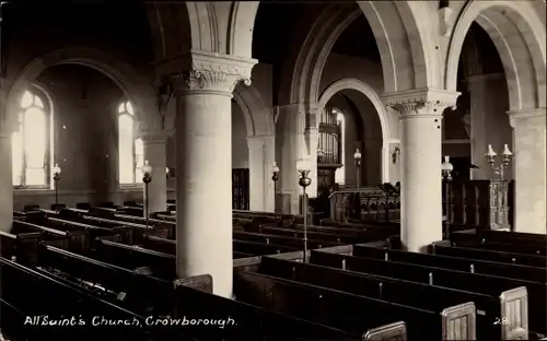 Ak Crowborough East Sussex England, All Saint's Church, interior