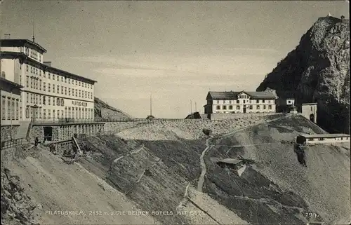 Ak Kriens Luzern Schweiz, Blick auf Hotel Pilatus Kulm, Esel