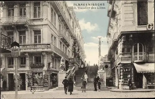Ak Blankenberghe Blankenberge Westflandern, L'Escalier des Lions, Hotel