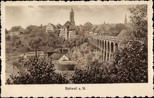 Ak Rottweil am Neckar, Teilansicht mit Viadukt