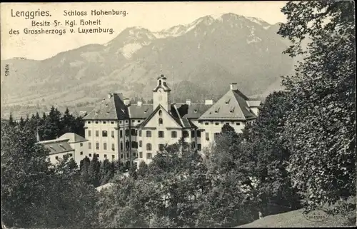 Ak Lenggries in Oberbayern, Schloss Hohenburg, Sommersitz des Großherzogs von Luxemburg