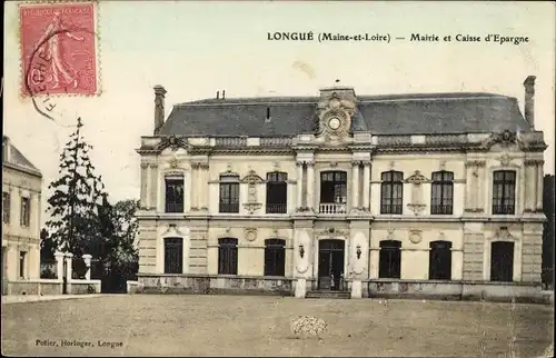 Ak Longué Maine et Loire, Mairie et Caisse d'Epargne