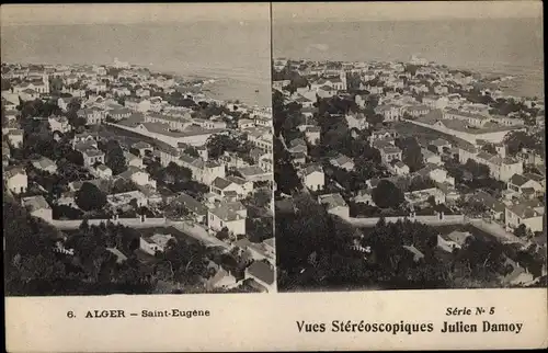 Stereo Ak Saint Eugene Algier Alger Algerien, Blick auf den Ort