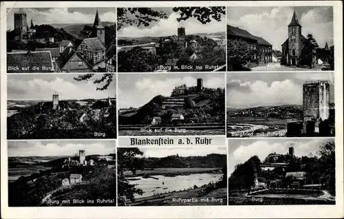 Ak Blankenstein an der Ruhr Hattingen, Burg, Markt, Bergfried, Ruhrpartie