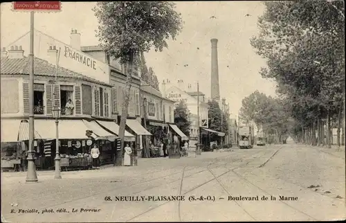 Ak Neuilly Plaisance Seine Saint Denis, Boulevard de la Marne, Pharmacie