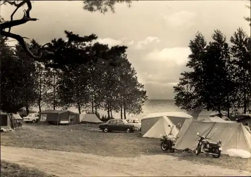 Ak Alt Schwerin Mecklenburgische Seenplatte, Zeltplatz am Plauer See