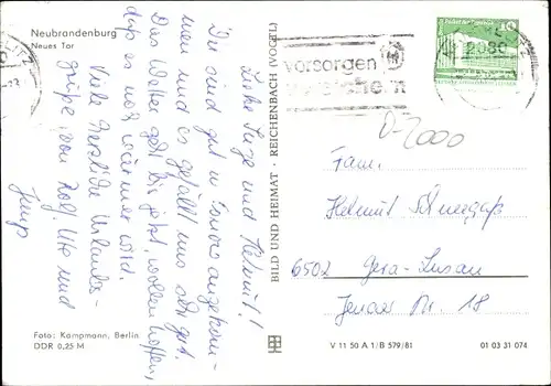 Ak Neubrandenburg in Mecklenburg, Neues Tor