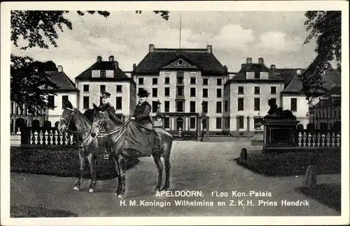 Künstler Ak Apeldoorn Gelderland, 't Loo Kon. Palais, Königin Wilhelmina, Prinz Hendrik