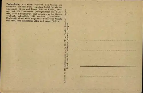 Künstler Ak Taubenheim Klipphausen in Sachsen, Historische Ortsansicht um 1840