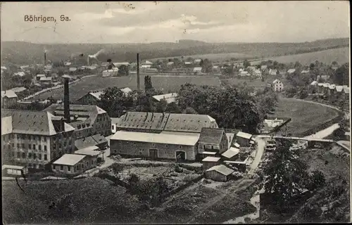 Ak Böhrigen Striegistal Sachsen, Teilansicht mit Fabrik, Vogelschau