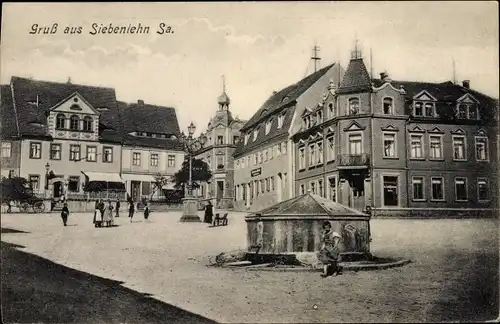 Ak Siebenlehn Großschirma im Kreis Mittelsachsen, Marktplatz, Brunnen