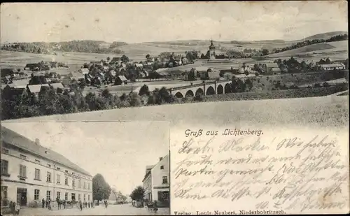 Ak Lichtenberg Erzgebirge, Panorama, Gasthof