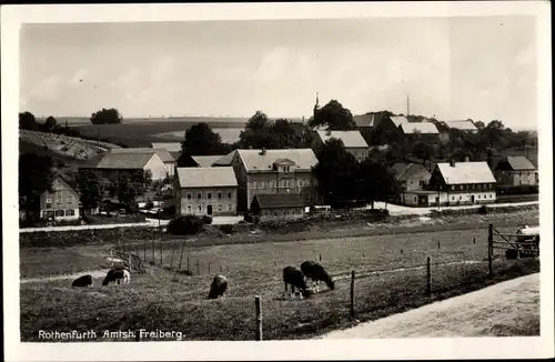 Ak Rothenfurth Großschirma im Kreis Mittelsachsen, Teilansicht, Amtsh. Freiberg, Weide