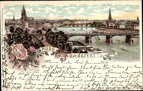 Wappen Litho Frankfurt am Main, Totalansicht der Stadt