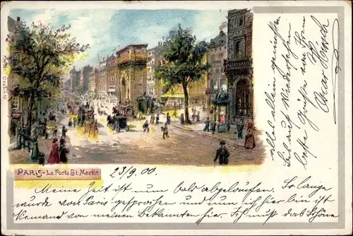 Litho Paris X., La Porte Saint Martin