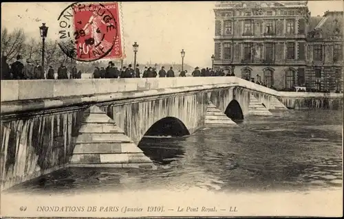 Ak Paris, Inondations Janvier 1910, le Pont Royal