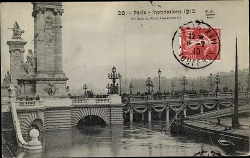 Ak Paris VIII., Inondations 1910, Pont Alexandre III