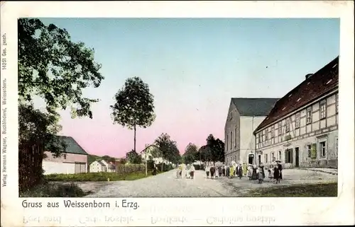 Ak Weißenborn Erzgebirge, Dorfstrasse