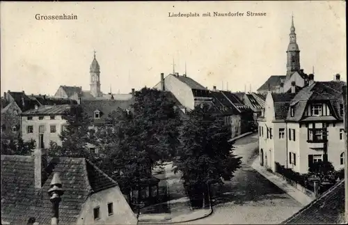 Ak Großenhain Sachsen, Lindenplatz mit Naundorfer Strasse