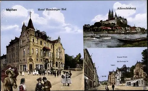 Ak Meißen in Sachsen, Hotel Hamburger Hof, Albrechtsburg, Dresdner Strasse